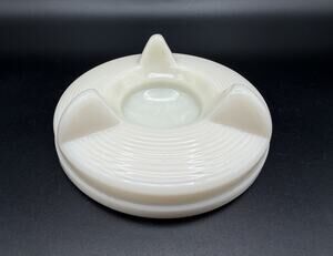 Swivodex Ink Well Base Only 4.5” Uranium Custard Glass Art Deco Vintage
